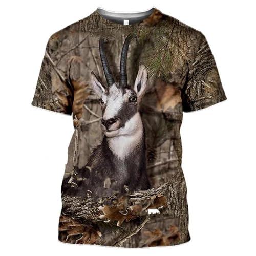 CHANYI Herren 3D Druck T-Shirt Tarnung Hase Tiere Jagd 3D T-Shirt Sommer Freizeit Herren T-Shirt Mode Straße Damen Pullover Kurzarm Jacke von CHANYI