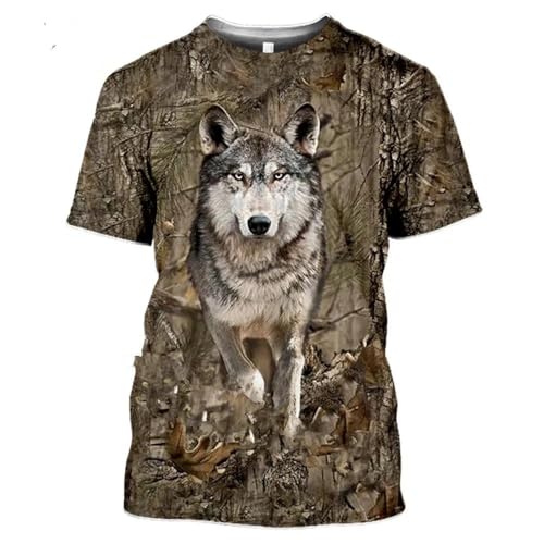 CHANYI Herren 3D Druck T-Shirt Tarnung Jagdtiere Wildschwein 3D T-Shirt Sommer Freizeit Herren T-Shirt Mode Straße Damen Pullover Kurzarm Jacke von CHANYI