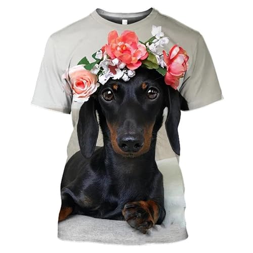 CHANYI Herren 3D Druck T-Shirt Tier Hund 3D Gedruckt Sommer Männer T-Shirt Hip Hop Mode Kurzarm Straße O Hals Schnell Trocknend Große Größe Top von CHANYI