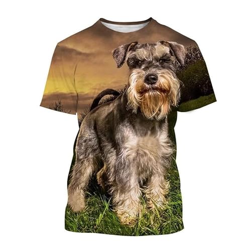 CHANYI Herren 3D Druck T-Shirt Tier Schnauzer Welpen 3D Druck T-Shirt Sommer Männer Frau Casual Nette Hund T Shirts Streetwear Kinder Harajuku Tees Top Mann Kleidung von CHANYI