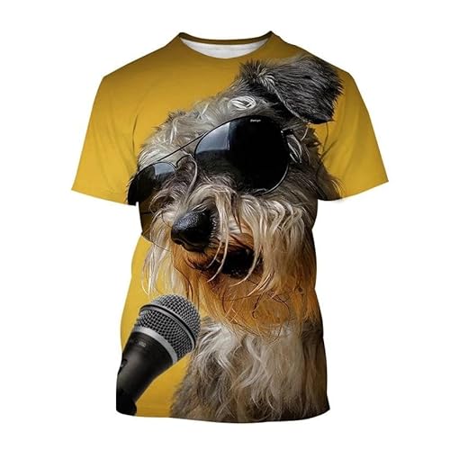 CHANYI Herren 3D Druck T-Shirt Tier Schnauzer Welpen 3D Druck T-Shirt Sommer Männer Frau Casual Nette Hund T Shirts Streetwear Kinder Harajuku Tees Top Mann Kleidung von CHANYI