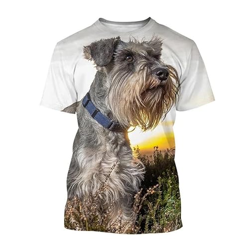 CHANYI Herren 3D Druck T-Shirt Tier Schnauzer Welpen 3D Druck T-Shirt Sommer Männer Frau Casual Nette Hund T Shirts Streetwear Kinder Harajuku Tees Top Mann Kleidung von CHANYI