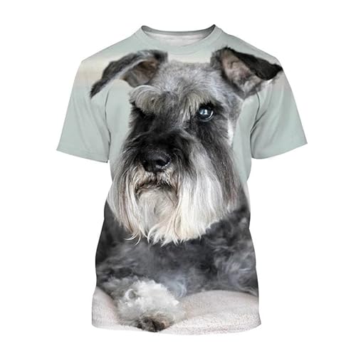 CHANYI Herren 3D Druck T-Shirt Tier Schnauzer Welpen 3D Druck T-Shirt Sommer Männer Frau Casual Nette Hund T Shirts Streetwear Kinder Harajuku Tees Top Mann Kleidung von CHANYI