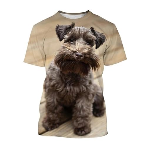 CHANYI Herren 3D Druck T-Shirt Tier Schnauzer Welpen 3D Druck T-Shirt Sommer Männer Frau Casual Nette Hund T Shirts Streetwear Kinder Harajuku Tees Top Mann Kleidung von CHANYI