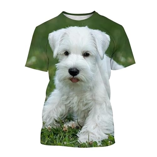 CHANYI Herren 3D Druck T-Shirt Tier Schnauzer Welpen 3D Druck T-Shirt Sommer Männer Frau Casual Nette Hund T Shirts Streetwear Kinder Harajuku Tees Top Mann Kleidung von CHANYI