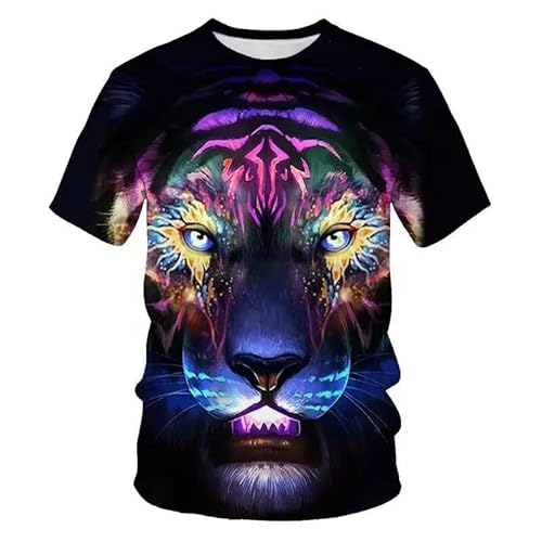 CHANYI Herren 3D Druck T-Shirt Tier T-Shirt Flut Männer Sommer Oansatz Kurzarm Wild Leopard Tiger 3D Gedruckt Casual Top Mode Hemd Übergroße Kleidung von CHANYI