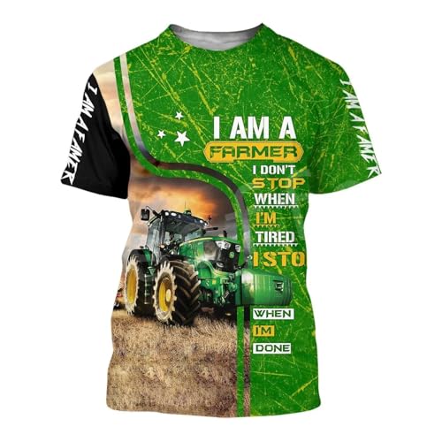 CHANYI Herren 3D Druck T-Shirt Truck Traktoren 3D Druck T-Shirt Kinder Jungen Auto Traktor T Hemd Männer Frauen Mode Casual T-Shirt Harajuku Streetwear Übergroßen Oberteile von CHANYI