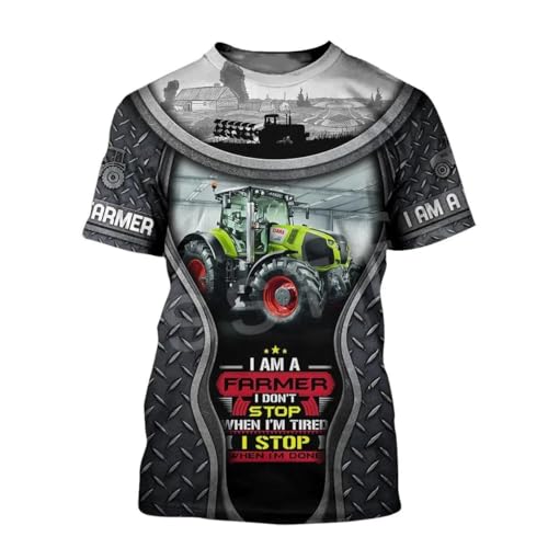 CHANYI Herren 3D Druck T-Shirt Truck Traktoren 3D Druck T-Shirt Kinder Jungen Auto Traktor T Hemd Männer Frauen Mode Casual T-Shirt Harajuku Streetwear Übergroßen Oberteile von CHANYI