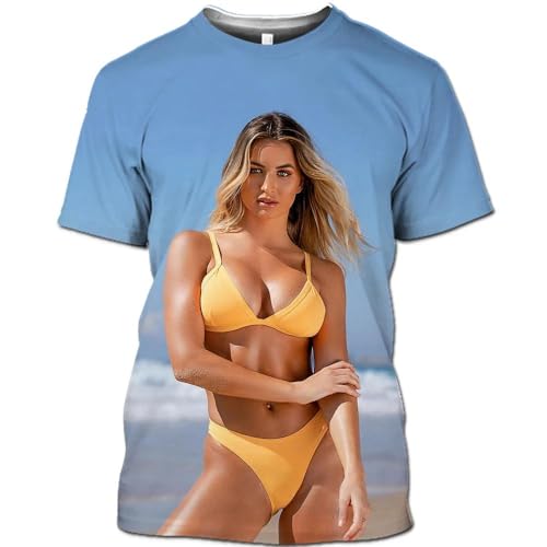 CHANYI Herren 3D Druck T-Shirt Unisex Modell Strand Bikini Sommer Mann T-Shirt Badeanzug Hip Hop Lustige Alternative Straße Schnell Trocknend Kurzarm von CHANYI