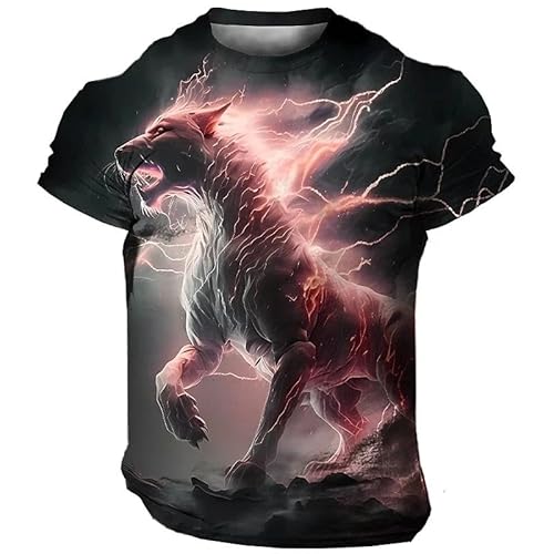 CHANYI Herren 3D Druck T-Shirt Vintage Herren T-Shirt 3D Tier Bedruckte T-Shirts Mode Wolf Muster Kurzarm Tops Casual O-Ausschnitt Übergroße T-Shirts Streetwear von CHANYI