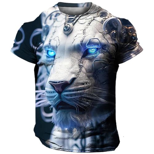 CHANYI Herren 3D Druck T-Shirt Vintage Herren T-Shirt 3D Tier Bedruckte T-Shirts Mode Wolf Muster Kurzarm Tops Casual O-Ausschnitt Übergroße T-Shirts Streetwear von CHANYI