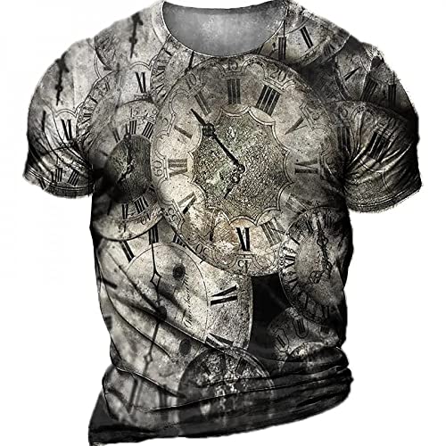 CHANYI Herren 3D Druck T-Shirt Vintage Kompass T-Shirt Herren 3D-Druck Navigationskompass Herren Rundhals Kurzarm Übergroße Oberteile T-Shirt von CHANYI