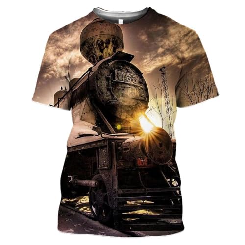 CHANYI Herren 3D Druck T-Shirt Vintage Zug Muster 3D Druck Sommer Männer Oansatz T-Shirt Casual Kurzarm Übergroßen T Shirts Mode T Tops Männer Kleidung von CHANYI