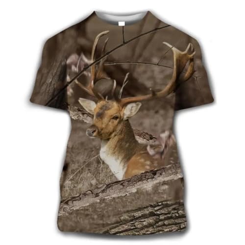 CHANYI Herren 3D Druck T-Shirt Wildschwein 3D Übergroßen T-Shirt Sommer Casual Herrenmode Streetwear Kinder Kurzarm Shirt Camouflage Jagd Tier von CHANYI