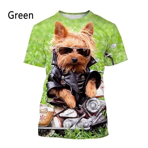 CHANYI Herren 3D Druck T-Shirt Yorkshire Terrier Hund 3D-T-Shirt Herren- Und Damenmode-T-Shirt Sommer Lässiges Kurzarm-Rundhals-Haustier-Hunde-Shirt-Oberteil von CHANYI