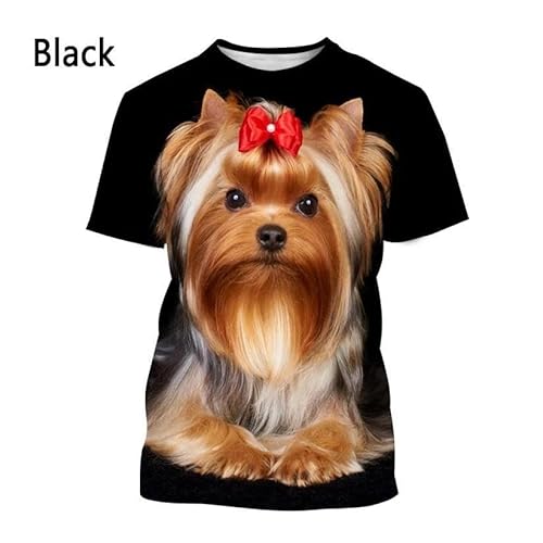 CHANYI Herren 3D Druck T-Shirt Yorkshire Terrier Hund 3D-T-Shirt Herren- Und Damenmode-T-Shirt Sommer Lässiges Kurzarm-Rundhals-Haustier-Hunde-Shirt-Oberteil von CHANYI