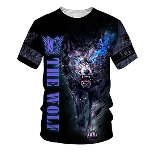 CHANYI Herren 3D Druck T-Shirt Sommer Wolf 3D-Druck T-Shirts Coole Wölfe Streetwear Männer Frauen Mode Oansatz Übergroßes T-Shirt Kinder Jungen T-Shirts Oberteile Kleidung von CHANYI