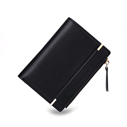 CHAOFANXI Damen Geldbeutel Geldbörse und im Kurzformat, aus Glattem und Weichem PU Leder Portemonnaie Kleine Brieftasche Für Frauen, Schwarz CHAOFANXI Damen Geldbeutel Geldbörse und im Kurzformat, aus Glattem und Weichem PU Leder Portemonnaie Kleine Brieftasche Für Frauen, Schwarz von CHAOFANXI