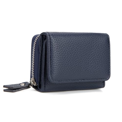 CHAOFANXI Geldbörse Damen, Trifold Leder Kleines Portemonnaie für Frauen, Geldbeutel Damen Portemonnaie Kleine Brieftasche Geldbörse mit 6 Kartenfächern, 1 Banknotenfach und 1 Münzfach,Marine Blau CHAOFANXI Geldbörse Damen, Trifold Leder Kleines Portemonnaie für Frauen, Geldbeutel Damen Portemonnaie Kleine Brieftasche Geldbörse mit 6 Kartenfächern, 1 Banknotenfach und 1 Münzfach,Marine Blau von CHAOFANXI
