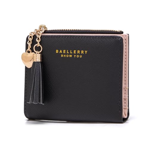 CHAOFANXI Damen Geldbeutel Leder Kleines Portemonnaie, Mini Kurzer Geldbeutel Frauen Leder mit Zipper Brieftasche mit vielen Fächern für Bargeld, Münze und Karte,Schwarz CHAOFANXI Damen Geldbeutel Leder Kleines Portemonnaie, Mini Kurzer Geldbeutel Frauen Leder mit Zipper Brieftasche mit vielen Fächern für Bargeld, Münze und Karte,Schwarz von CHAOFANXI