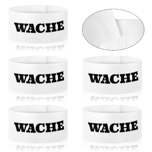 CHCAES 5 Stück Weiß Wache Armbinde mit Klett Armbinden Elastische 35 * 7cm Binde Armband für Wachen Sicherheitspersonal Teams von CHCAES