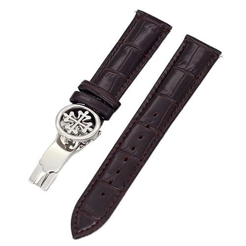 CHCWR Echter Leder Uhrengurt 19mm 20mm 22mm Uhrenbandbänder für Patek Philippe Wath Bands mit Edelstahl -Stahl -Verschluss Männern Frauen Frauen von CHCWR