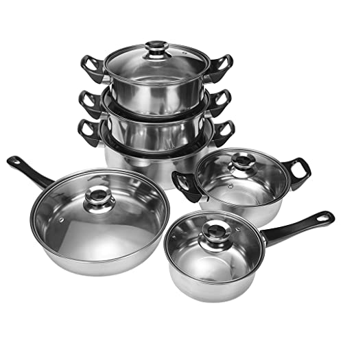 CHCWR Edelstahl -Kochgeschirr -Set -Griff 12pcs/ Set Spülmaschinen -Safer -Töpfe Non -Stick -Bratpfanne Induktionskocher mit Deckel, Variety Pack von CHCWR