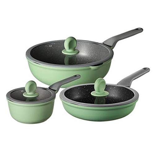 CHCWR Kochgeschirrset Suppe Pot Fritting Pfanne Kochwerkzeug Nicht-Stall-Küche Induktion Kocher Milch Pot Nudeln Wok Hotpot Auflauf (Größe: Set Mahlzeit) () () von CHCWR