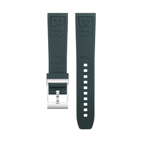 CHCWR Weiches natürliches Fluororubber FKM Gummibrief Watchband 22 mm für Breitling -Gurt für professionelles Superocean Navitimer Armband Fold Schnalle von CHCWR