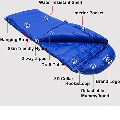 CHDWEY Schlafsack Envelope Style Larger Size Filled Soft Adult Sleeping Bag Suitable for Cold Thermal Quilt(Blue) von CHDWEY