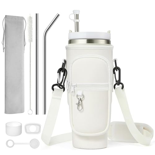 CHENGCKJ Wasserflaschenhalter Tasche für Stanley Cup 40oz, Stanley Cup Tasche mit Handyfach & Verstellbarem Riemen & Stanley Cup Accessories Zum Reisen Wandern Radfahren Camping, Beige CHENGCKJ Wasserflaschenhalter Tasche für Stanley Cup 40oz, Stanley Cup Tasche mit Handyfach & Verstellbarem Riemen & Stanley Cup Accessories Zum Reisen Wandern Radfahren Camping, Beige von CHENGCKJ