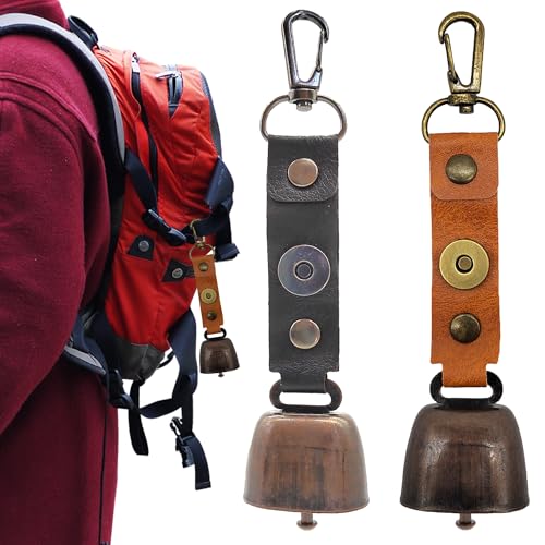 CHENNAN 2 Stück Kupferglocken Metall Vintage Mini Kuhglocke Anti Verlust Glocke für Haustiere Dekorationen Vielseitig Kompakt und Tragbar Für Outdoor-Wanderungen, Rucksack-Anhänger, Tierhalsbä von CHENNAN