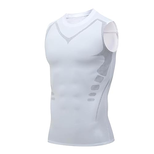 2023 New Version Ionic Shaping Vest, Energxcel Ionic Shaping Vest, Shapewear Unterhemd Herren, Unterhemden Shapewear Bauch Weg Unterhemd für Männer, Kompressionsshirt Herren Body Shaper (M, Weiß) von CHENRI