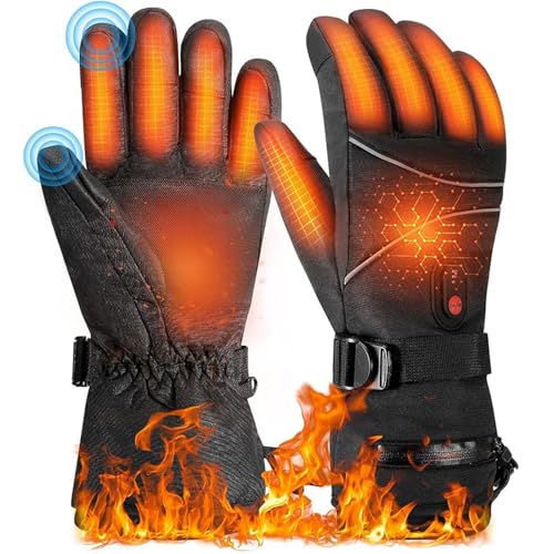 Heated Gloves, Beheizte Handschuhe, Elektrische Beheizte Handschuhe für Herren Damen, Touchscreen Winterhandschuhe mit 3 Temperaturstufen, Fahrradhandschuhe, Thermohandschuhe für Outdoor, Ski (A) von CHENRI