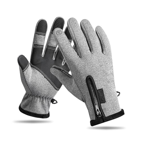 Unisex Winter Warm Waterproof Touch Screen Gloves, Winter Warme Handschuhe Touchscreen Winterhandschuhe, Warme Thermo Fleece Handschuhe, wasserdichte Winterhandschuhe für Outdoor Sport (Grau, L) von CHENRI