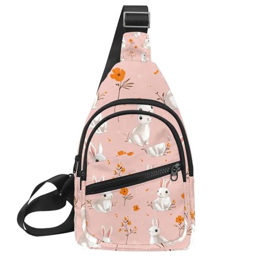 Kleiner Sling Rucksack Crossbody Sling Bag Brusttasche Tagesrucksack Waldweiße Kaninchen, Mehrfarbig 15, 11.8x7x1.5in/30x18x4cm von CHENZZZZ