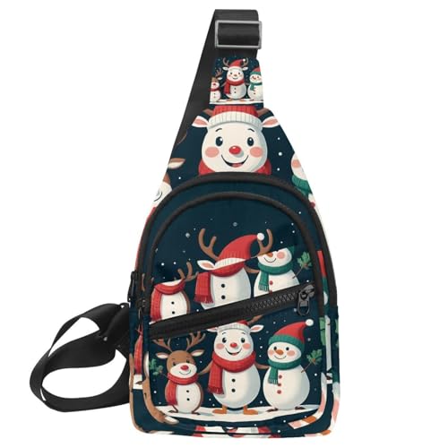 Süße Schneemänner haben Spaß im Winterurlaub 2_16 Crossbody Sling Bag Sling Bag Reise Wandern Brusttasche Tagesrucksack, Mehrfarbig 11, 11.8x7x1.5in/30x18x4cm von CHENZZZZ