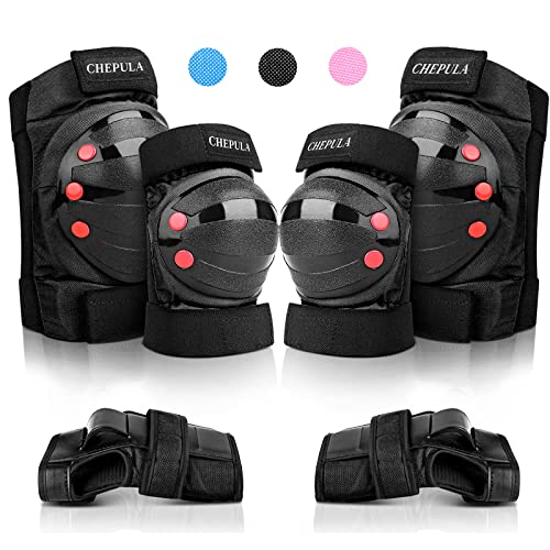 CHEPULA Schoner Inliner Kinder Erwachsene, 6 in 1 Protektoren Set, Verstellbare Knieschoner Ellenbogenschoner Handgelenkschoner, Schützer Schutzausrüstung Schonerset für Skateboard Skate Skiing CHEPULA Schoner Inliner Kinder Erwachsene, 6 in 1 Protektoren Set, Verstellbare Knieschoner Ellenbogenschoner Handgelenkschoner, Schützer Schutzausrüstung Schonerset für Skateboard Skate Skiing von CHEPULA