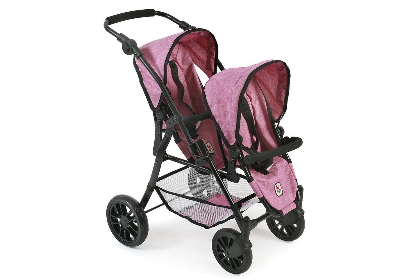 CHIC2000 Puppenwagen 691 70 Tandem-Buggy TWINNY, Jeans Pink von CHIC2000