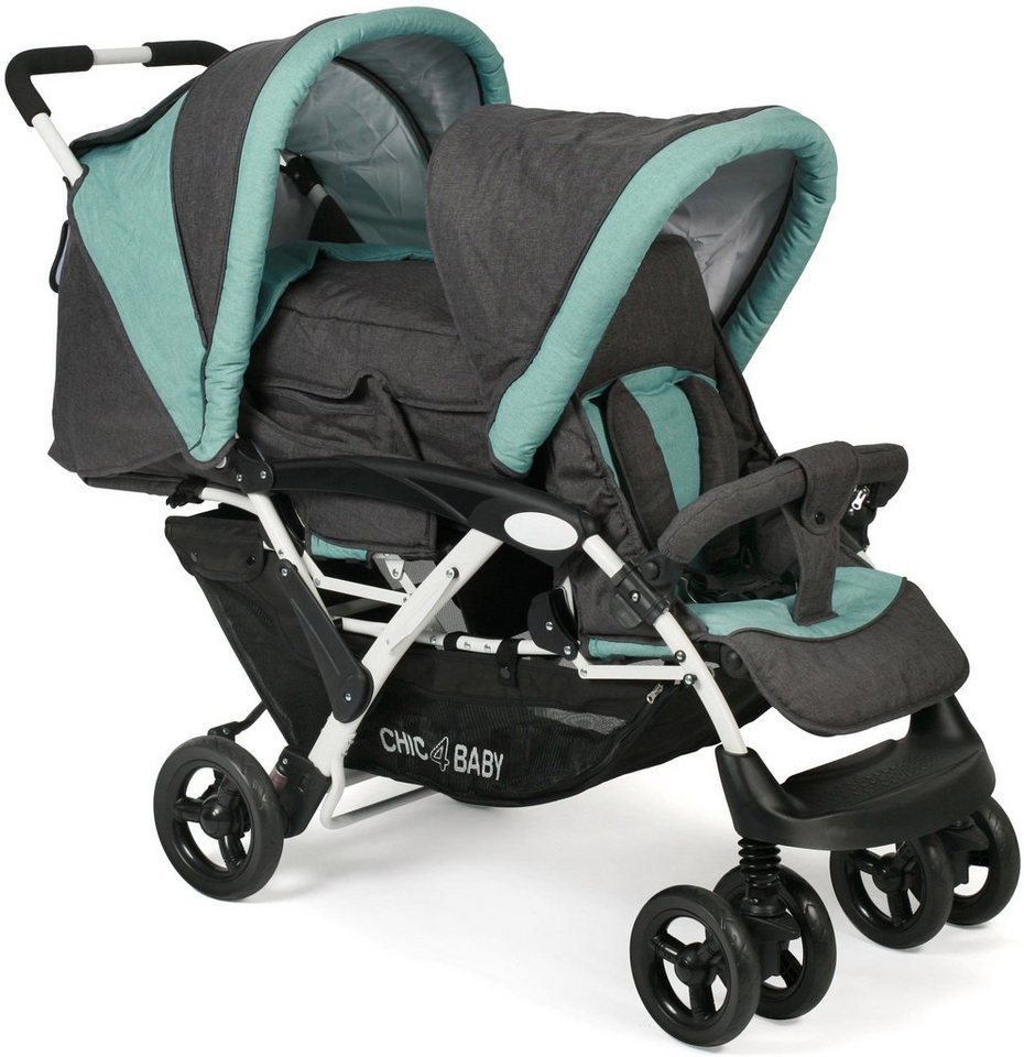 CHIC4BABY Geschwisterwagen Duo, melange mint, mit feststellbaren Doppelschwenk-Vorderrädern von CHIC4BABY