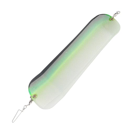 Fishing Flasher, Leuchtendes ABS-Sprungbrett, Meeres-Trolling-Zubehör für Salzwasser- und Süßwasserangeln, Premium-ABS, 9,5 X 28 cm (Leuchtend grüner schwarzer Rand) von CHICIRIS