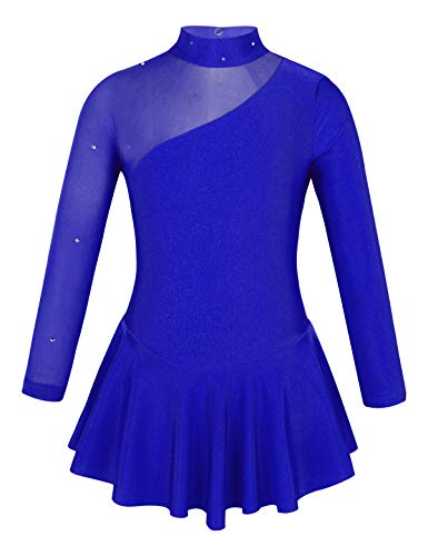 CHICTRY Eiskunstlauf Trainingskleid Mädchen Strass Glitzer Ballettkleid Langarm Tanzbody Cut Out Trikot Mit Wickelrock Wettbewerb Tanzkostüm Königsblau 134-140 CHICTRY Eiskunstlauf Trainingskleid Mädchen Strass Glitzer Ballettkleid Langarm Tanzbody Cut Out Trikot Mit Wickelrock Wettbewerb Tanzkostüm Königsblau 134-140 von CHICTRY