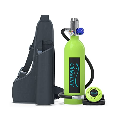 CHIKADIV C400 Mini Tauchflasche Sauerstoffflasche 1L Tauchflasche Mini zum tauchen Mit 15 Bis 20 Minuten Tauchen Sauerstofftank Taucher Set Tragbare Tauchausrüstung A3 Green von CHIKADIV