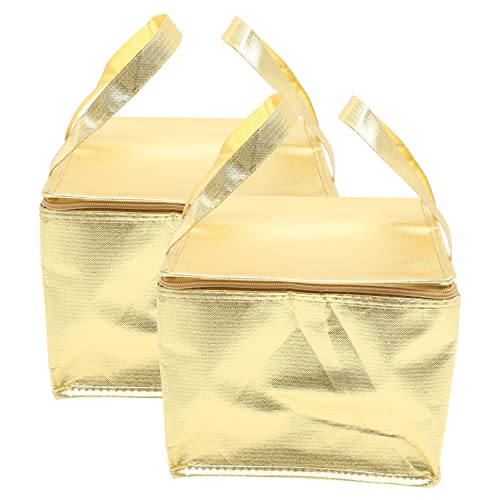 CHILDWEET 2st Isolierte Tragetasche Tragbare Kühlbox Gefrierbeutel Reisetaschen Mit Kordelzug Versiegelung Taschen Groß Campingkühler Kühltasche Abteil Einkaufstasche Wegbringen Golden Vlies von CHILDWEET