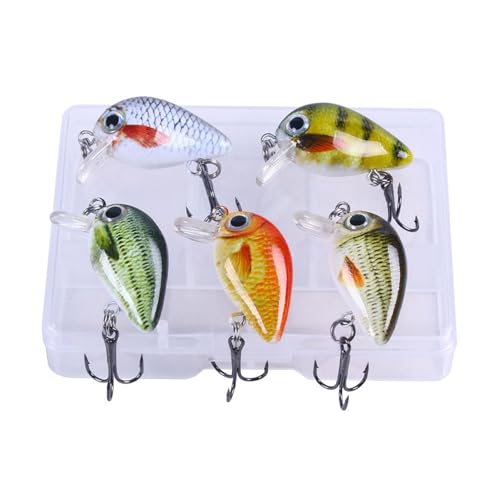 CHIZISX 5Pcs Angeln Locken Künstliche Fisch Köder Topwater Wobbler Wobbler Künstliche Harte Köder Mit Tackle Box Einfach Zu Bedienen von CHIZISX