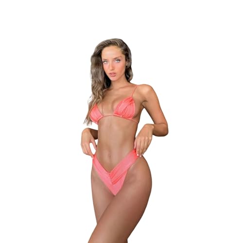 CHJING Bikini Verband Bikinis Set Solide Badeanzug Frauen Beachwear Sommer Badeanzug Weiblich-rosa-l von CHJING