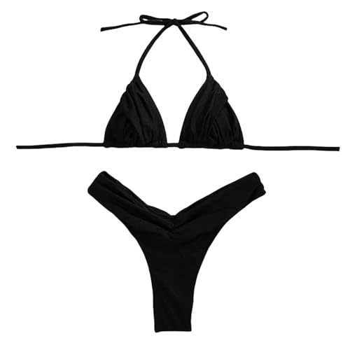 CHJING Bikini Verband Bikinis Set Solide Badeanzug Frauen Beachwear Sommer Badeanzug Weiblich-schwarz-m von CHJING