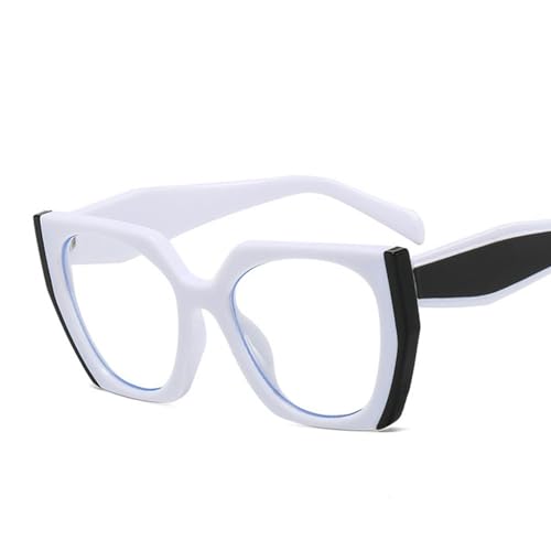 CHJING Sonnenbrille Herren Mode Unregelmäßige Quadratische Sonnenbrille Für Frauen Männer Retro Moderne Katzenauge Damen Sonnenbrille-Schwarz-Weiss-Wie Das Bild von CHJING