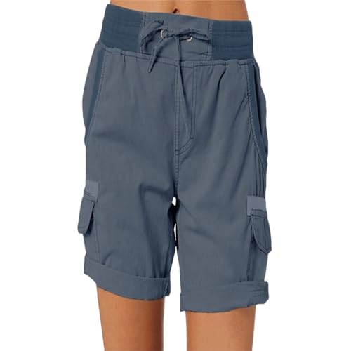 CHQS Lässige, lockere Damen-Shorts mit hoher Taille, lässige, Elegante Baumwoll-Cargo-Shorts mit hoher Taille für Damen (Shape-F,3XL) von CHQS