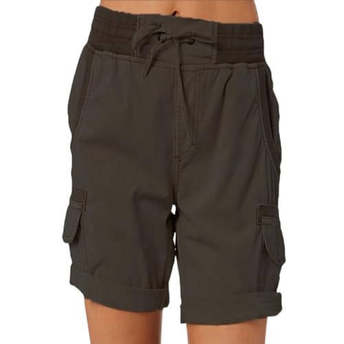 CHQS Lässige, lockere Damen-Shorts mit hoher Taille, lässige, Elegante Baumwoll-Cargo-Shorts mit hoher Taille für Damen (Shape-I,3XL) von CHQS